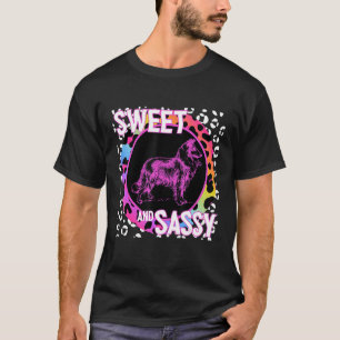 Collie Cute Dog 90s Nostalgia Rainbow Leopard Prin T-Shirt