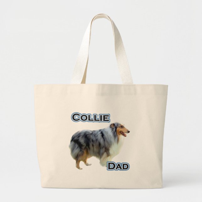 Collie Dad 4 Large Tote Bag (Front)