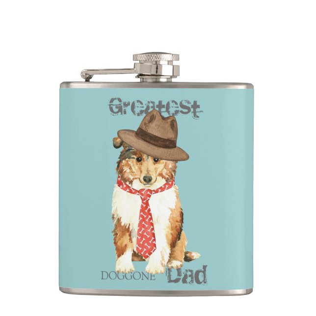 Collie Dad Hip Flask (Front)