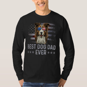 Collie Dad Vintage American Flag Patriotic Dog  1 T-Shirt