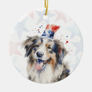 Collie Dog, 4th of july Personalised Ceramic Ornament