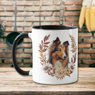 Collie Dog Autumn Wreath Mug