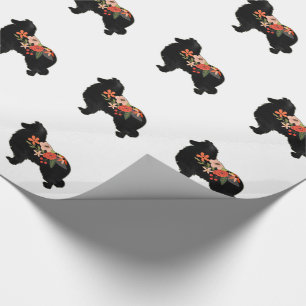 Collie Dog Breed Bohemian Floral Silhouette Wrapping Paper