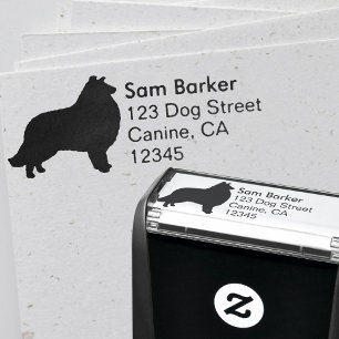 Collie Dog Breed Silhouette Return Address Self-inking Stamp