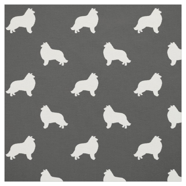 Collie Dog Breed Silhouettes Patterned Fabric (Swatch)