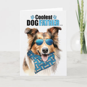 Collie Dog Coolest Dad Father's Day Holiday Card