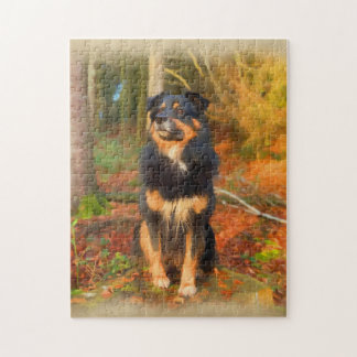 Collie Dog in Autumn Forest Pastel Sketch Jigsaw Puzzle