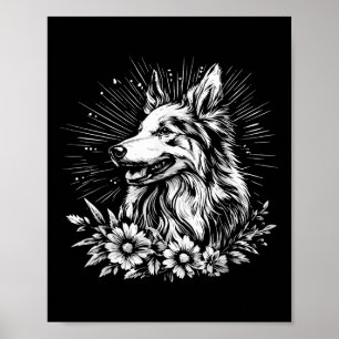 Collie Dog Lover Retro Style Tattoo  Poster