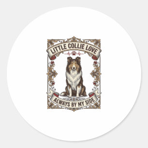 Collie Dog Lover Shirt with Vintage Engraving Quot Classic Round Sticker