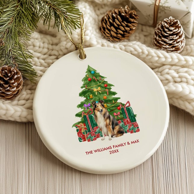 Collie Dog Personalised Christmas Ceramic Ornament (Creator Uploaded)