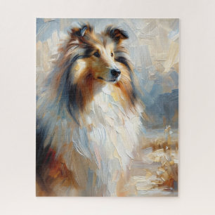 Collie Dog Portrait Painting  Jigsaw Puzzle