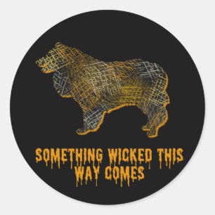 Collie Dog Silhouette Fun Halloween Magnet Classic Round Sticker