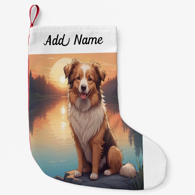 Collie Dog Small Christmas Stocking (Front)