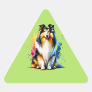 Collie Dog Triangle Sticker