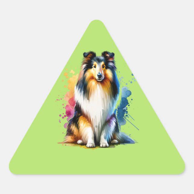 Collie Dog Triangle Sticker (Front)
