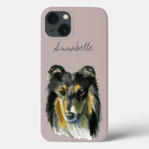 Collie Dog Watercolor Illustration iPhone 13 Case