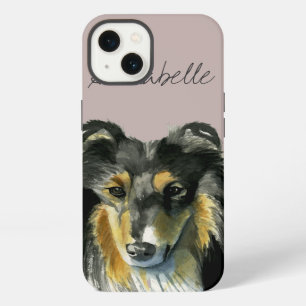 Collie Dog Watercolor Illustration iPhone Case