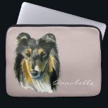 Collie Dog Watercolor Illustration Laptop Sleeve<br><div class="desc">This is a painting of a regal looking collie dog. She has tan,  black,  and white fur.</div>
