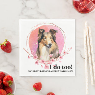 Collie Dog Wedding Napkins with Photo