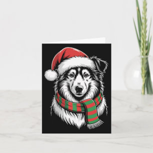 Collie Dog Xmas Santa Hat Scarf Christmas Costume Card