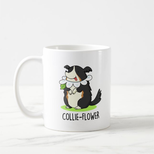 Collie-flower Funny Border Collie Dog Pun  Coffee Mug (Left)