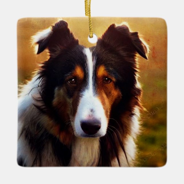 Collie Front View Ceramic Ornament (Front)