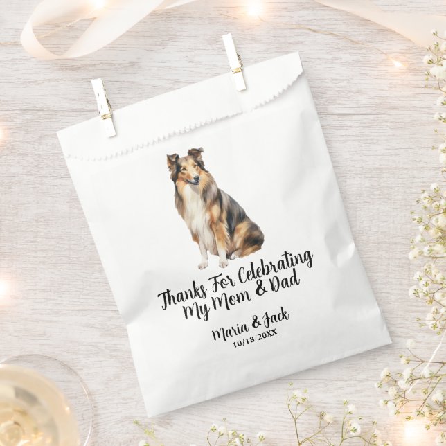 Collie Full Colour Pet Wedding Favour Bag (Clipped)
