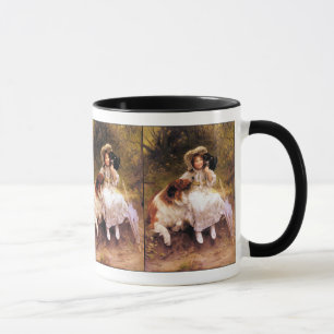 Collie, Girl and Cat Mug