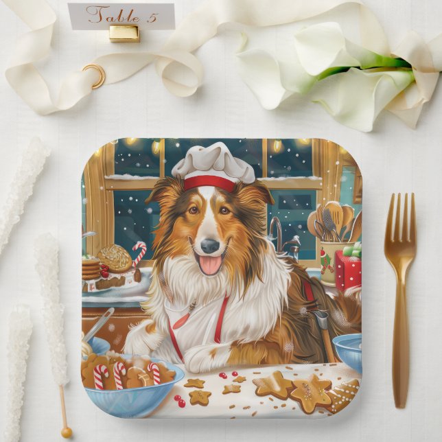Collie Holiday Baking: Festive Christmas Paper Plate (Wedding)