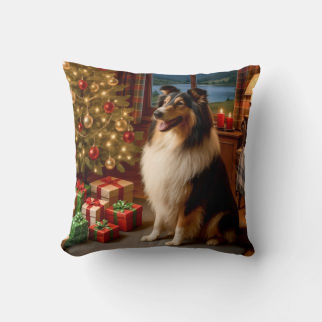 Collie Holiday  Cushion (Front)