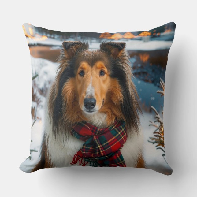 Collie Holiday  Cushion (Front)