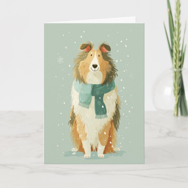 Collie Holiday Greeting Card (Front)