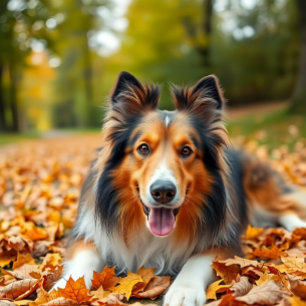 Collie in grass- découpage paper