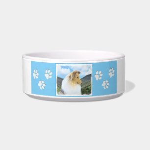 Collie in Mountains (Rough) Painting - Dog Art Bowl