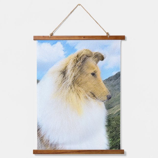 Collie in Mountains (Rough) Painting - Dog Art Hanging Tapestry (Front)