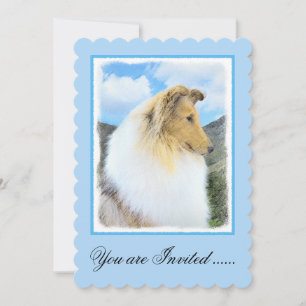 Collie in Mountains (Rough) Painting - Dog Art Invitation