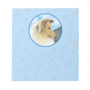 Collie in Mountains (Rough) Painting - Dog Art Notepad