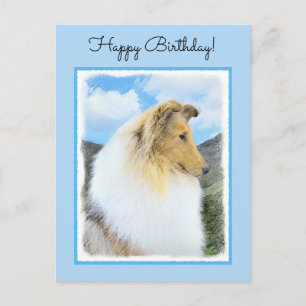 Collie in Mountains (Rough) Painting - Dog Art Postcard