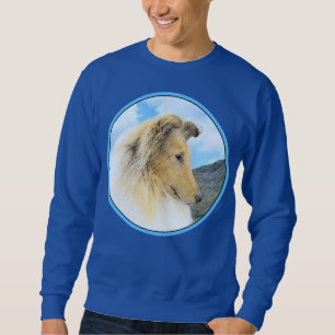 Collie in Mountains (Rough) Painting - Dog Art Sweatshirt