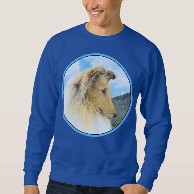 Collie in Mountains (Rough) Painting - Dog Art Sweatshirt (Front)