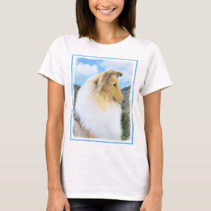 Collie in Mountains (Rough) Painting - Dog Art T-Shirt