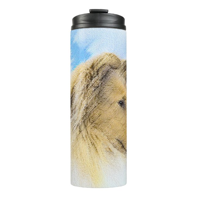 Collie in Mountains (Rough) Painting - Dog Art Thermal Tumbler (Front)
