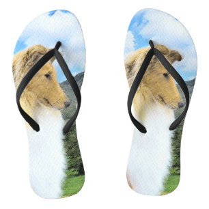 Collie in Mountains (Rough) Painting - Dog Art Thongs