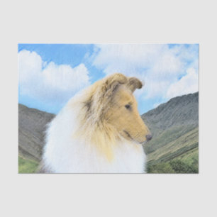 Collie in Mountains (Rough) Painting - Dog Art Tissue Paper