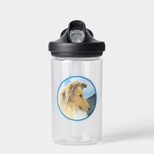 Collie in Mountains (Rough) Painting - Dog Art Water Bottle