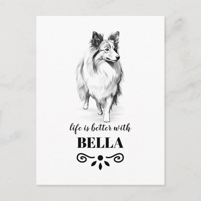 Collie Life is better with Custom Dog Name Postcard (Front)