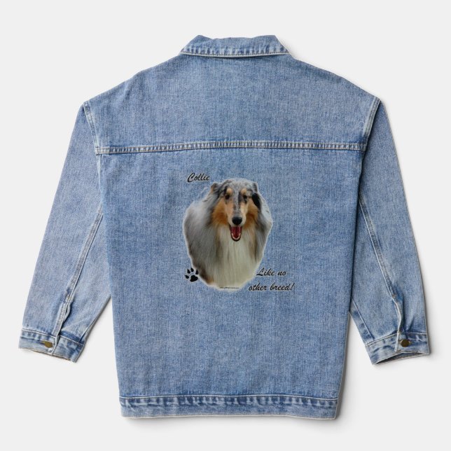Collie Like No Other Breed Denim Jacket (Back)