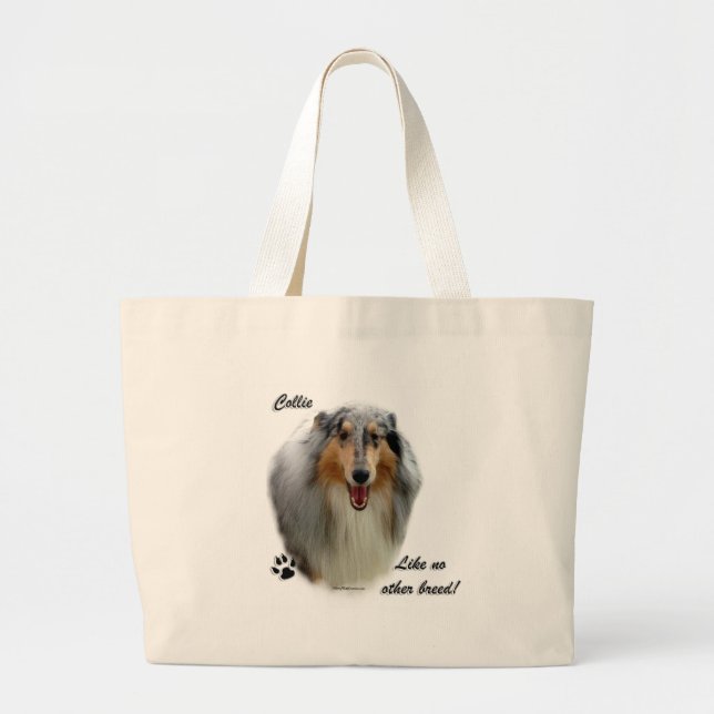 Collie Like No Other Breed Large Tote Bag (Front)