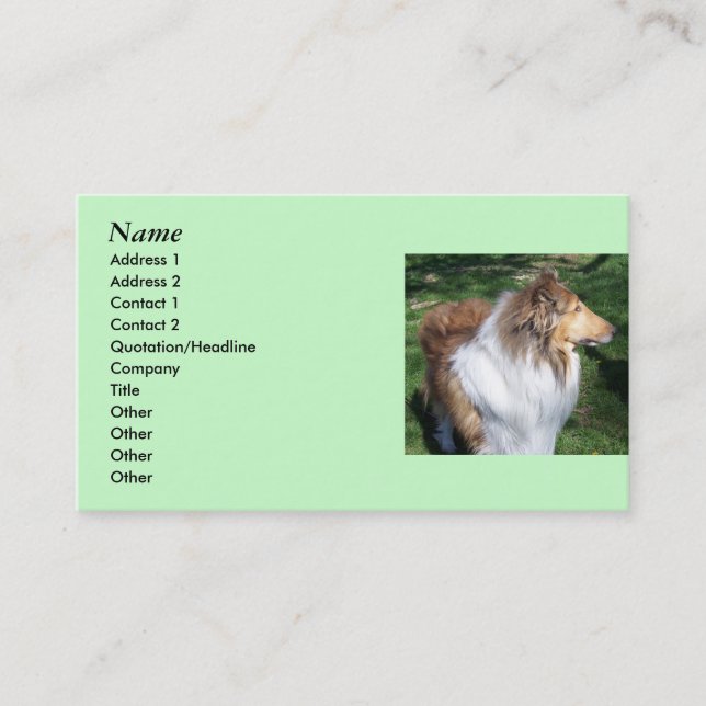 COLLIE Lovers Business cards- *Customise* Business Card (Front)