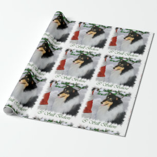 Collie Meets Santa Christmas Wrapping Paper